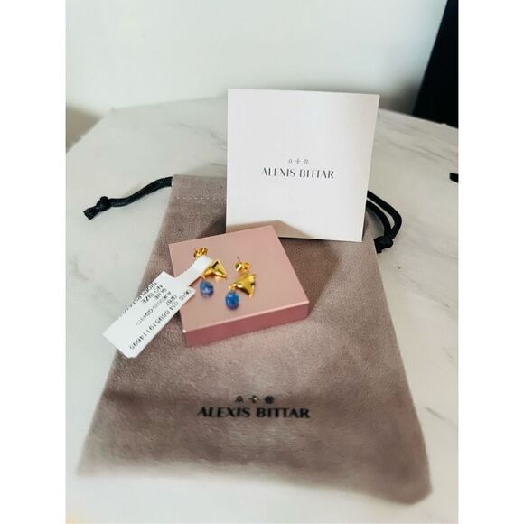 Alexas‎ Bittar Asterales Thorn 14K Goldplated & Sapphire Drop Earrings, NWT - Picture 2 of 16